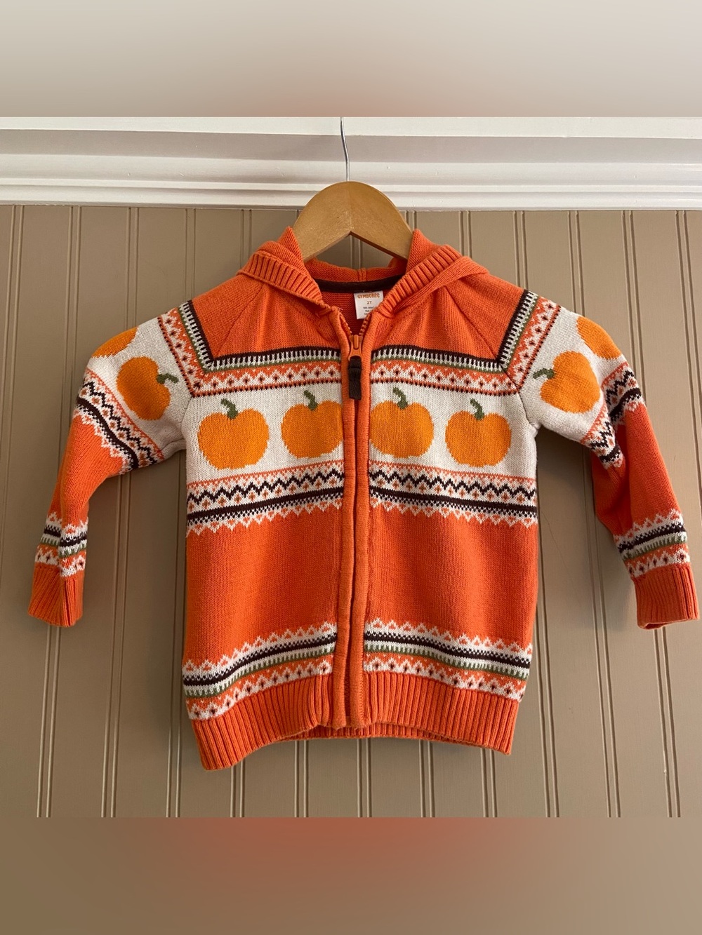 Gymboree Pumpkin Sweater Zipper Hoodie 100% Cotton Unisex Toddler Size 2